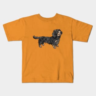 Wirehaired Dachshund | Black and Tan | Cute Dog Art Kids T-Shirt